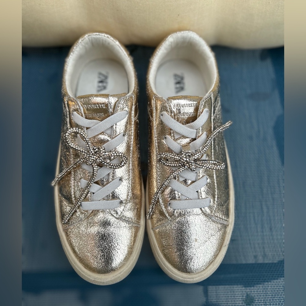 Zara Women’s Metallic Gold Sneakers